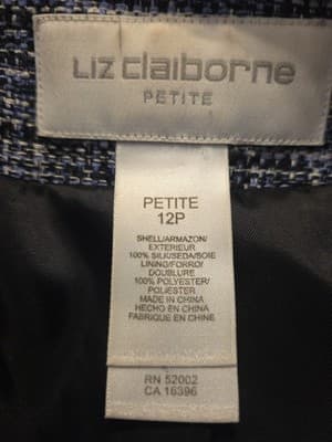 Liz Claiborne Women’s Petite 12 Blue & Gray Silk Open Front Suit Jacket - Thumbnail 7