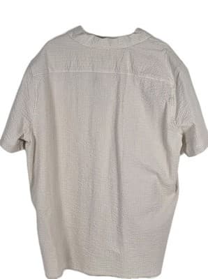 NWT Express Mens XXL Tan With White Stripes Seersucker Short Sleeve Shirt - Thumbnail 4
