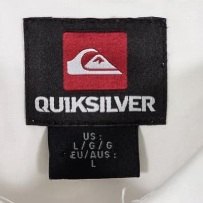 Quiksilver Mens Large White Casual Short Sleeve Button Up Shirt - Thumbnail 3