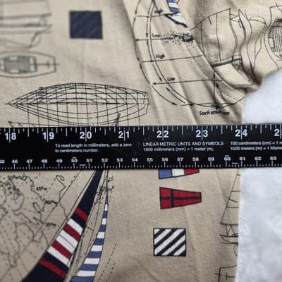 Roundtree & York Mens Tan XLT Tall Nautical Print Short Sleeve Shirt - Thumbnail 6