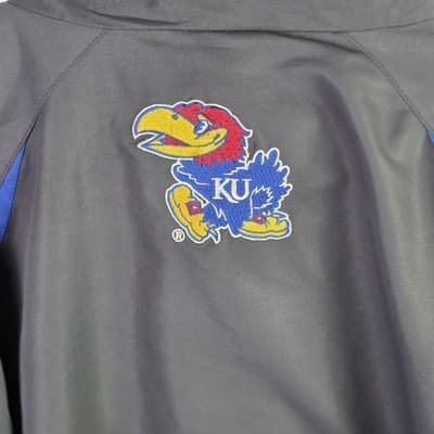 Kansas Jayhawks Men's Large Gray Full Zip Jacket - Thumbnail 7