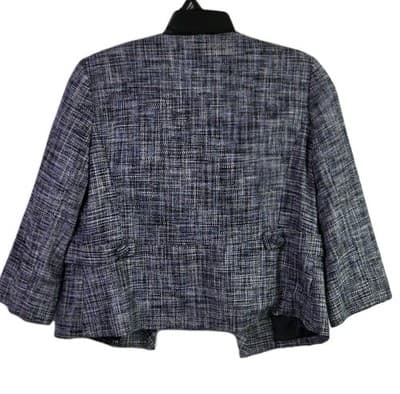 Liz Claiborne Women’s Petite 12 Blue & Gray Silk Open Front Suit Jacket - Thumbnail 5
