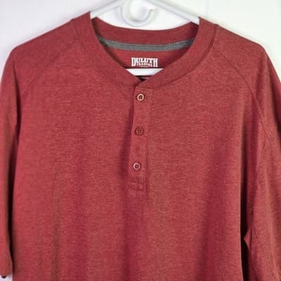 Duluth Trading Men's XL Red Long Sleeve Henley - Thumbnail 7