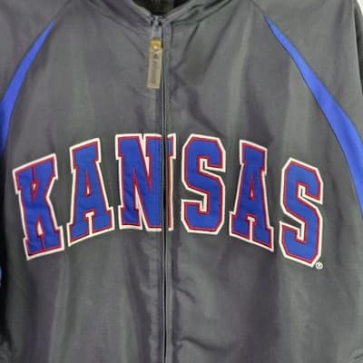 Kansas Jayhawks Men's Large Gray Full Zip Jacket - Thumbnail 3