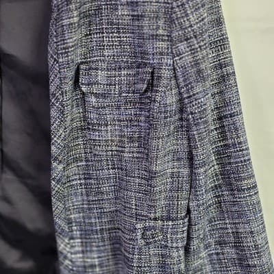 Liz Claiborne Women’s Petite 12 Blue & Gray Silk Open Front Suit Jacket - Thumbnail 2