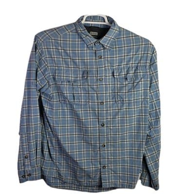 Columbia Men's Large Blue Plaid Omni Bay Titanium Long Sleeve Button Down Shirt - Image 1