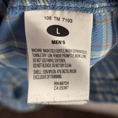 Columbia Men's Large Blue Plaid Omni Bay Titanium Long Sleeve Button Down Shirt - Thumbnail 5