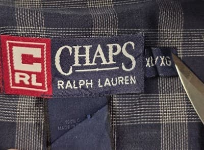 Vintage Chaps Ralph Lauren Men's Shirt XL Blue/Grey Plaid Long Sleeve Shirt - Thumbnail 4