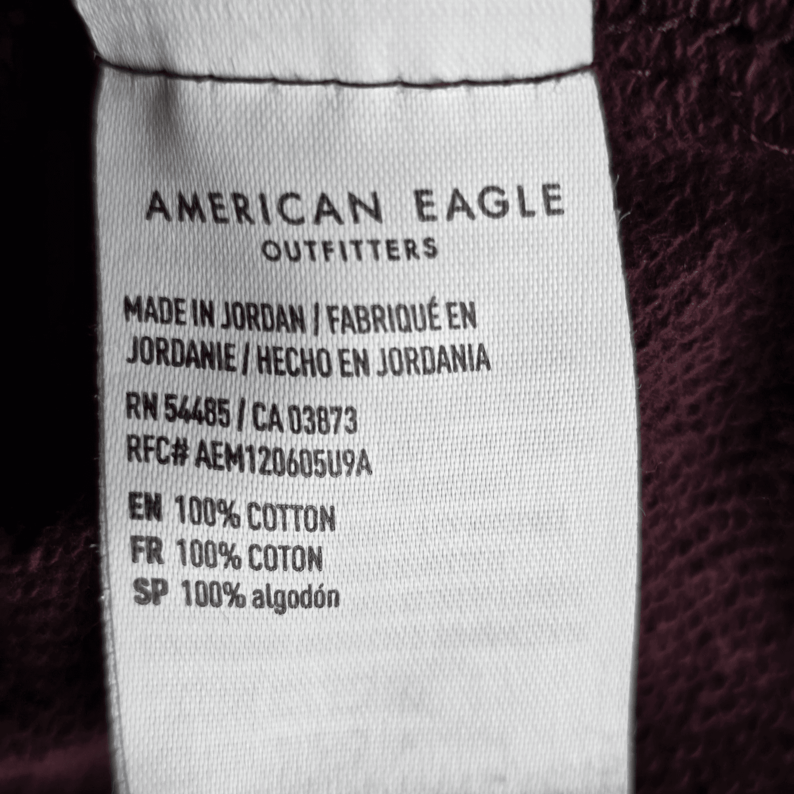 American Eagle Men's Medium Maroon Long Sleeve Sweatshirt - Thumbnail 4