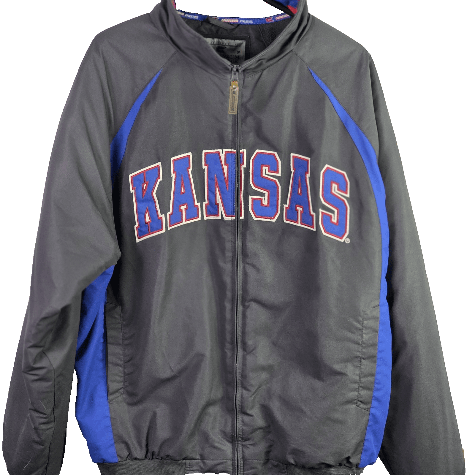 Kansas Jayhawks Men's Large Gray Full Zip Jacket - Thumbnail 2
