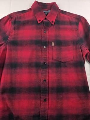 Chaps Mens Small Red Plaid Long Sleeve Stretch Button Up Flannel Shirt - Thumbnail 2