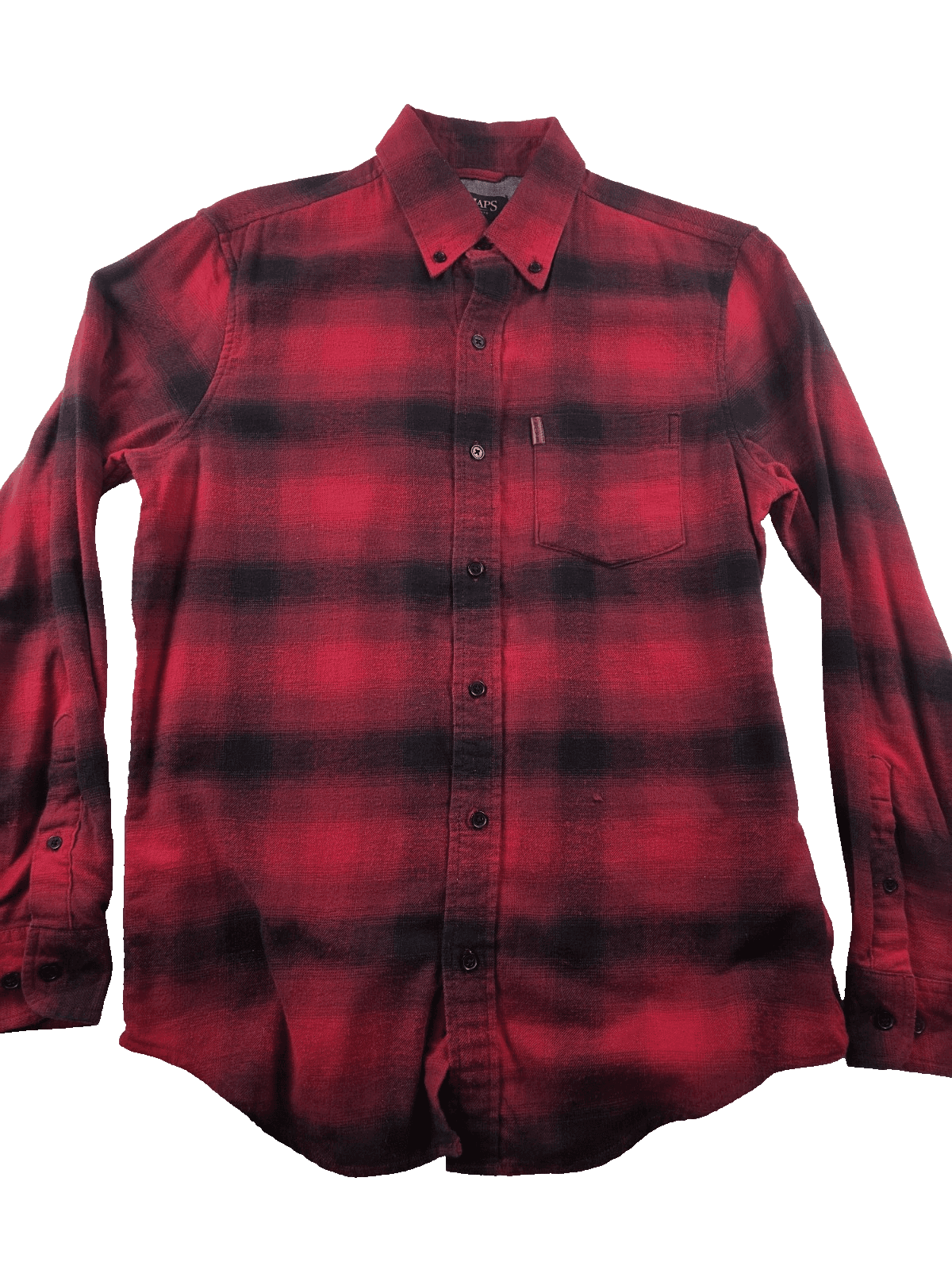 Chaps Mens Small Red Plaid Long Sleeve Stretch Button Up Flannel Shirt - Image 1