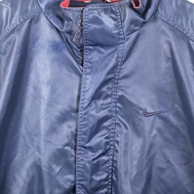 Vintage Men’s Large Navy Blue Nylon Jacket - Thumbnail 2
