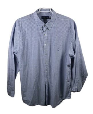 Polo Ralph Lauren Men's 2XLT/2YGL Blue/ White Gingham Check Long Sleeve Shirt - Image 1