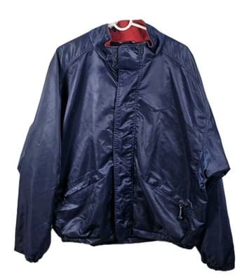 Vintage Men’s Large Navy Blue Nylon Jacket - Image 1