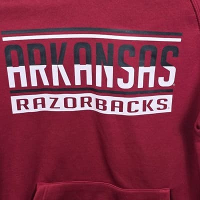 Men's Colosseum Size Small Red Arkansas Razorbacks Pullover Hoodie - Thumbnail 2