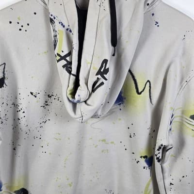 Hollister Men's Medium White Paint Splatter Streetwear Hoodie - Thumbnail 7