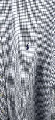 Polo Ralph Lauren Men's 2XLT/2YGL Blue/ White Gingham Check Long Sleeve Shirt - Thumbnail 2