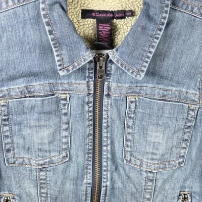 Calvin Klein Youth XL Denim Cropped Jacket - Thumbnail 2