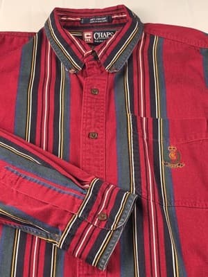 Vtg 90's Chaps Men's XL Red Striped Multicolored Button Up Shirt - Thumbnail 2