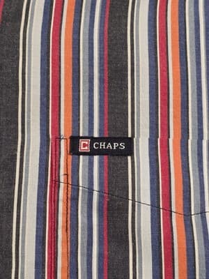 Chaps Mens Medium Multicolored Striped Long Sleeve Button Down Shirt - Thumbnail 3