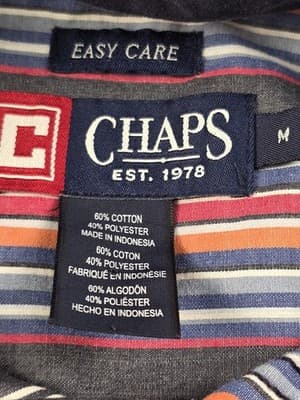 Chaps Mens Medium Multicolored Striped Long Sleeve Button Down Shirt - Thumbnail 4