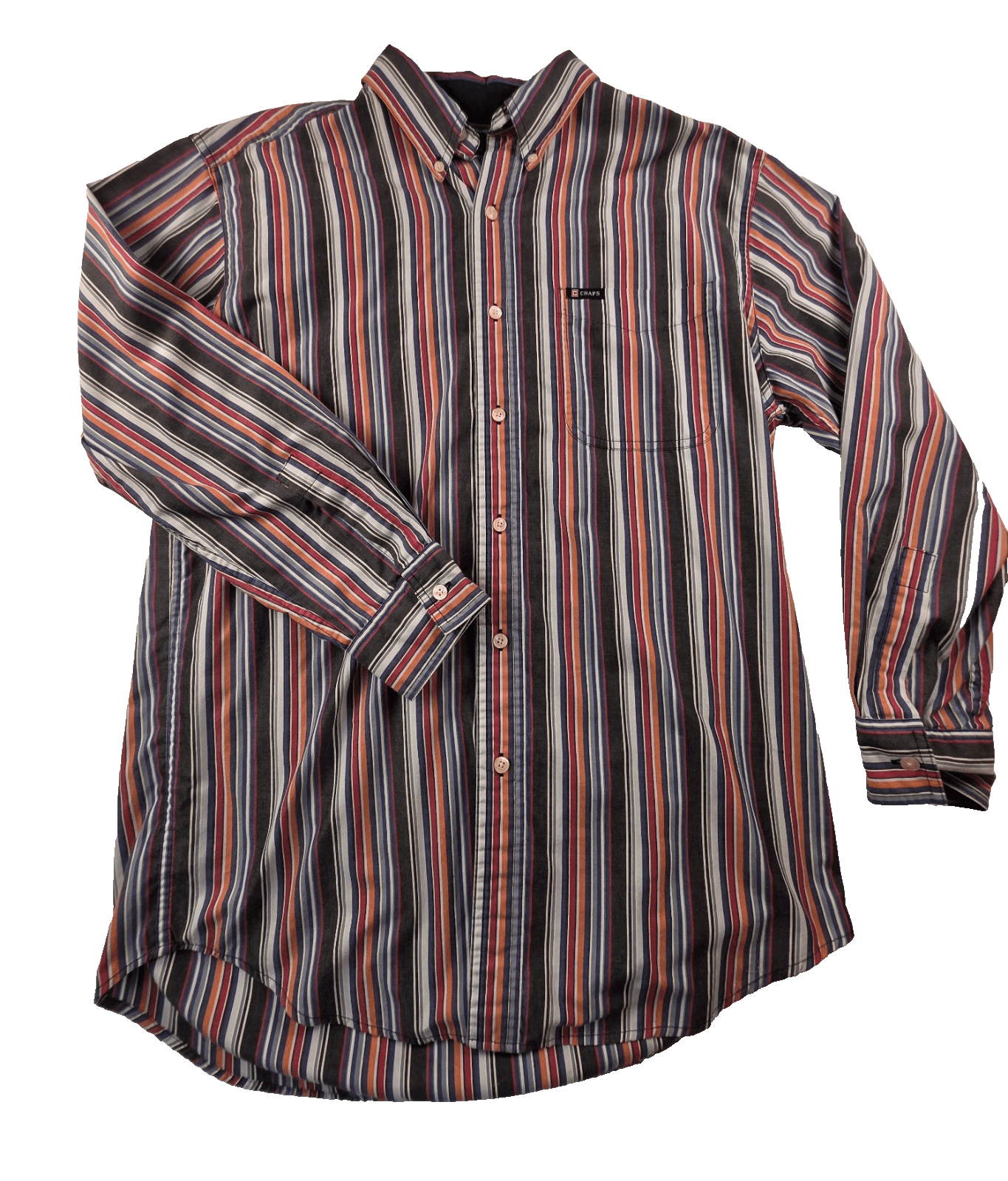 Chaps Mens Medium Multicolored Striped Long Sleeve Button Down Shirt - Image 1