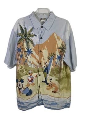 VTG Walt Disney World Medium Hawaiian Button Down Short Sleeve Shirt - Image 1
