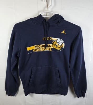 Vintage Jordan Michigan Wolverines Medium Blue Hoodie Hoodie - Image 1