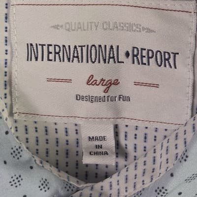 International Report Men's Large Blue Geometric Long Sleeve Button Down Shirt - Thumbnail 10