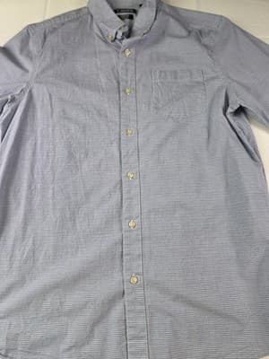 Chaps Men’s Size Medium Poplin Stretch Blue White Checkered Shirt Sleeve Shirt - Thumbnail 2