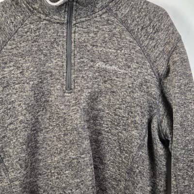 Eddie Bauer Men's Medium Gray Quarter Zip Pullover - Thumbnail 2