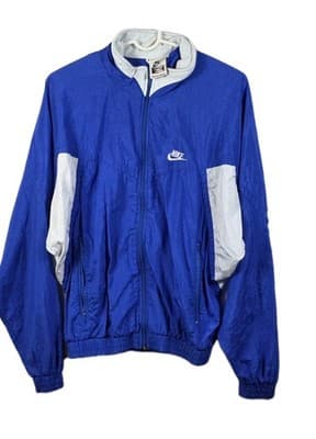 Vintage 90s Nike Elite Men's Large Blue / White Windbreaker - Image 1