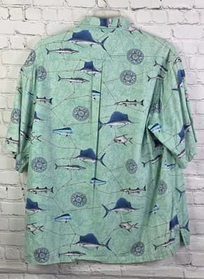 Columbia River Men's Large Blue Aqua Marine S/S Fishing Shirt - Image 1