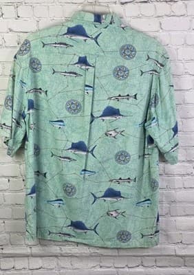 Columbia River Men's Large Blue Aqua Marine S/S Fishing Shirt - Thumbnail 7