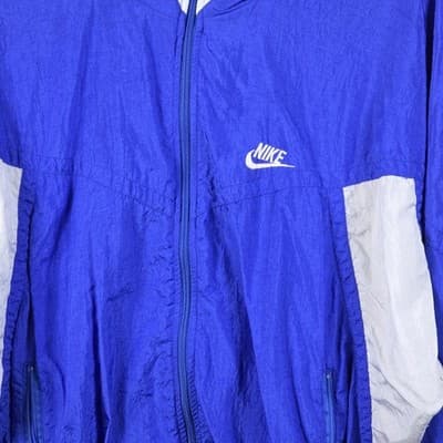 Vintage 90s Nike Elite Men's Large Blue / White Windbreaker - Thumbnail 3