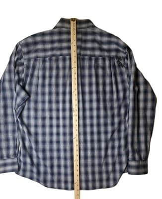 James Tattersall Men's Size XXL Blue & Grey Plaid Long Sleeve Button Down Shirt - Thumbnail 7