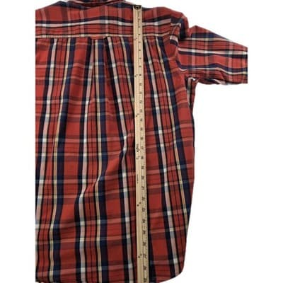 Chaps Men's Large Stretch Orange Striped Plaid Long Sleeve Button Up Shirt - Thumbnail 8