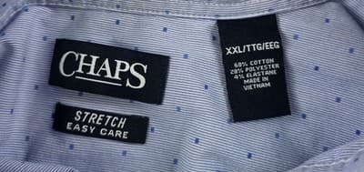 Chaps Men's XL Stretch Easy Care Light Blue Long Sleeve Button-Down Shirt - Thumbnail 2