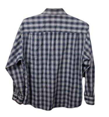 James Tattersall Men's Size XXL Blue & Grey Plaid Long Sleeve Button Down Shirt - Thumbnail 5