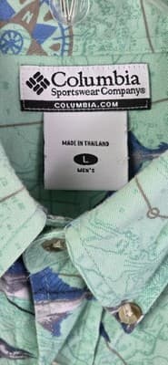 Columbia River Men's Large Blue Aqua Marine S/S Fishing Shirt - Thumbnail 3