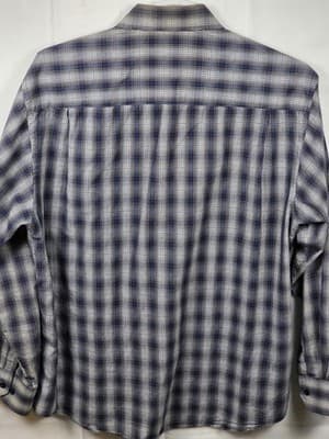 James Tattersall Men's Size XXL Blue & Grey Plaid Long Sleeve Button Down Shirt - Thumbnail 6