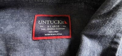 UNTUCKit Men's XL Tall Navy Blue Linen Wrinkle Resistant Short Sleeve Shirt - Thumbnail 3