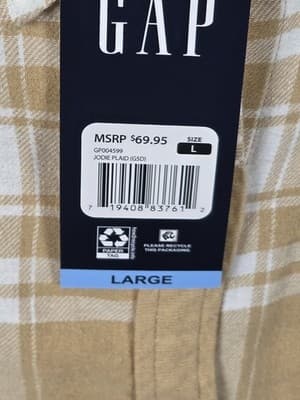 NWT Gap Women's Large Relaxed Fit Button Up Flannel Shirt Plaid - Thumbnail 4