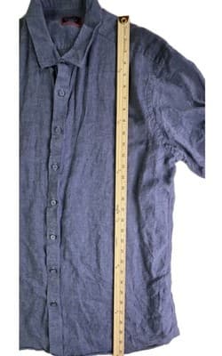 UNTUCKit Men's XL Tall Navy Blue Linen Wrinkle Resistant Short Sleeve Shirt - Thumbnail 8