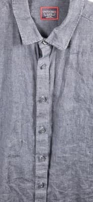 UNTUCKit Men's XL Tall Navy Blue Linen Wrinkle Resistant Short Sleeve Shirt - Thumbnail 2