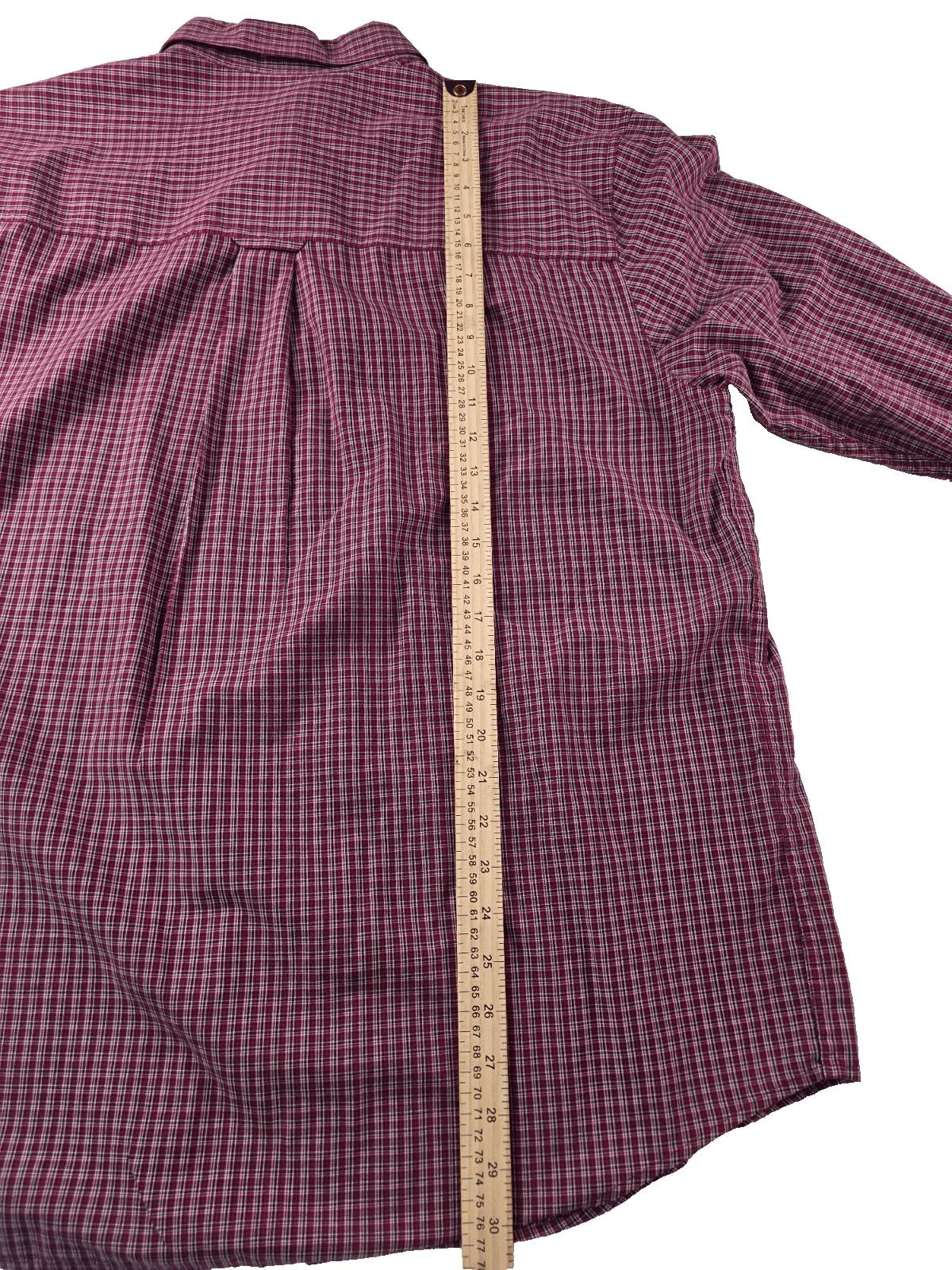 Chaps Men's XL Easy Care Maroon Checkered Long Sleeve Button Up Shirt - Thumbnail 5