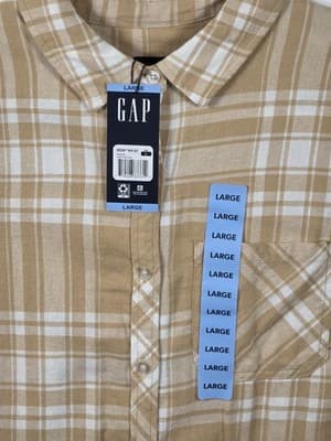NWT Gap Women's Large Relaxed Fit Button Up Flannel Shirt Plaid - Thumbnail 2