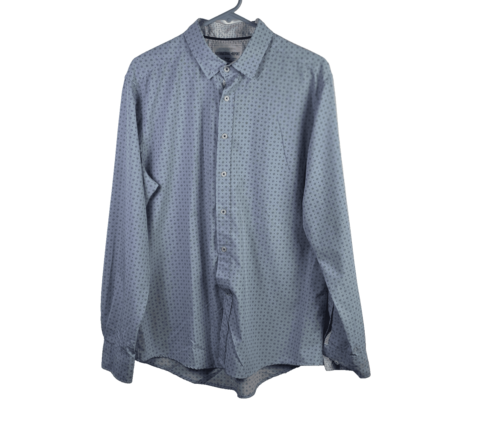 International Report Men's Large Blue Geometric Long Sleeve Button Down Shirt - Image 1
