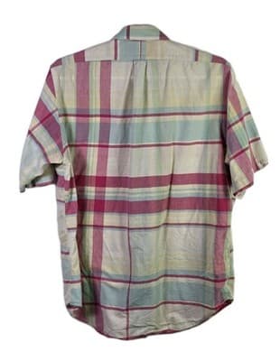 Polo Ralph Lauren Men's Large Plaid Color Block Short Sleeve Button Up Shirt - Thumbnail 8